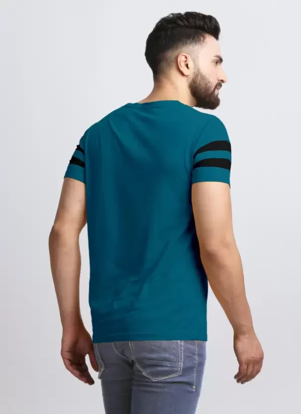 Men Striped Round Neck Cotton Blend  Half T-Shirt - Image 2